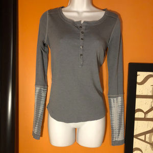 We the Free henley knit tee with contrast sleeves